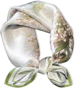 100% Mulberry Silk Neck Scarf - 21'' x 21'' Lightweight Neckerchief - Women Men Small Square Digital Printed Scarves
