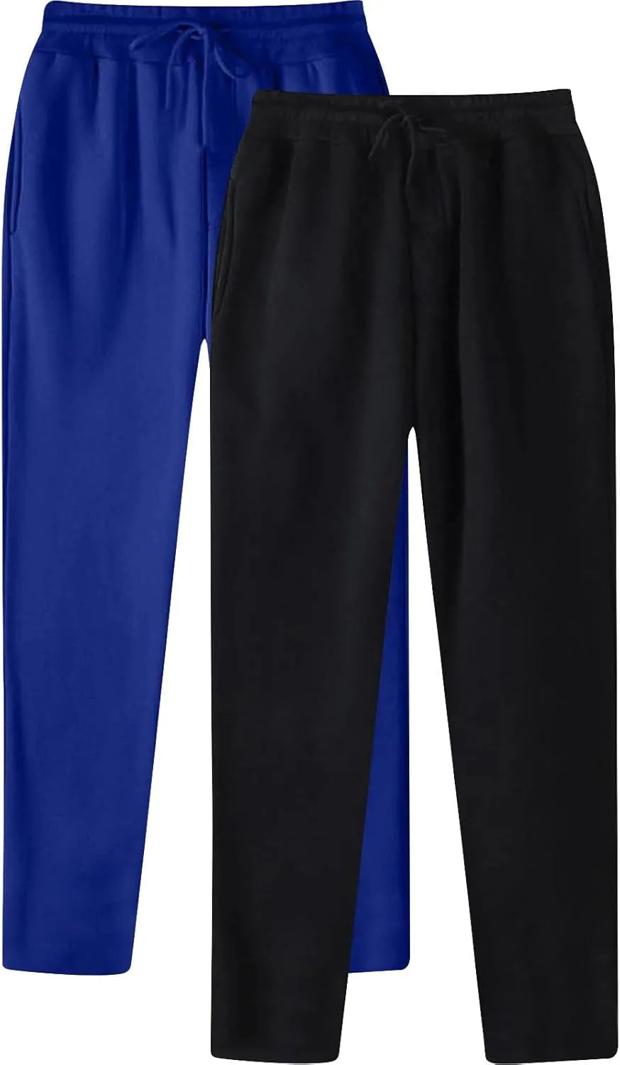 2 Pack Mens Casual Pants Elastic Waist Stretch Drawstring Relaxed Fit Cargo Sweatpants Casual Joggers Hiking Pants