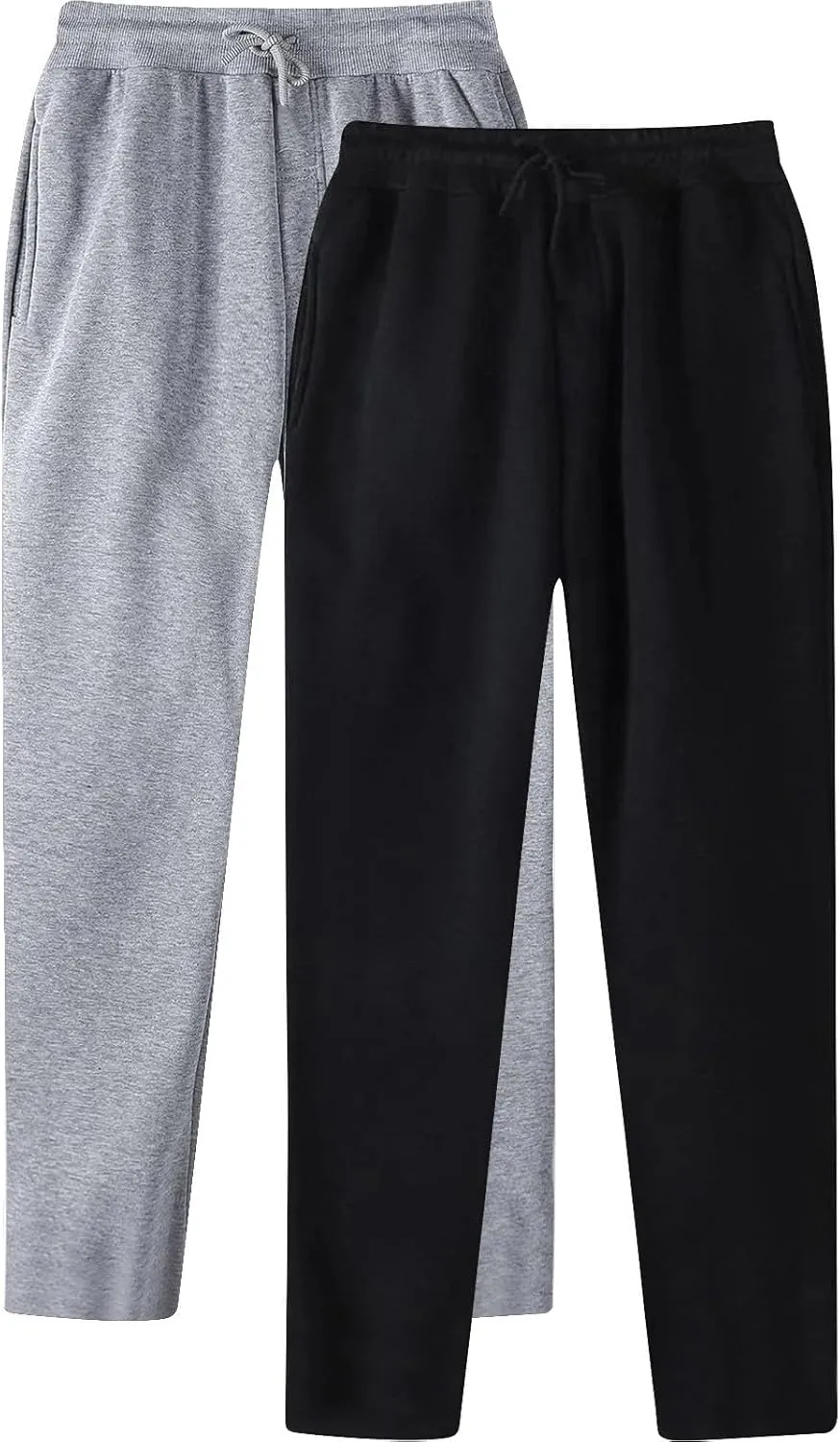2 Pack Mens Casual Pants Elastic Waist Stretch Drawstring Relaxed Fit Cargo Sweatpants Casual Joggers Hiking Pants