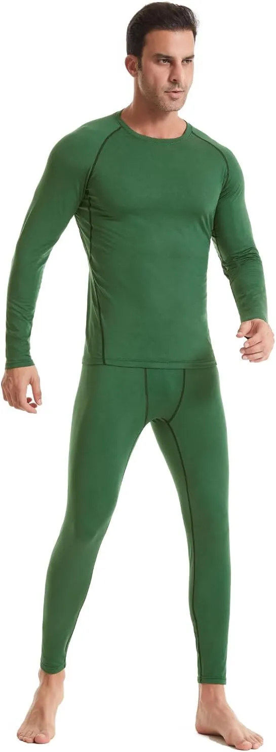 2 Pack Thermal Underwear for Men Long Johns Fleece Lined Compression Pants Base Layer Cold Weather Top Bottom