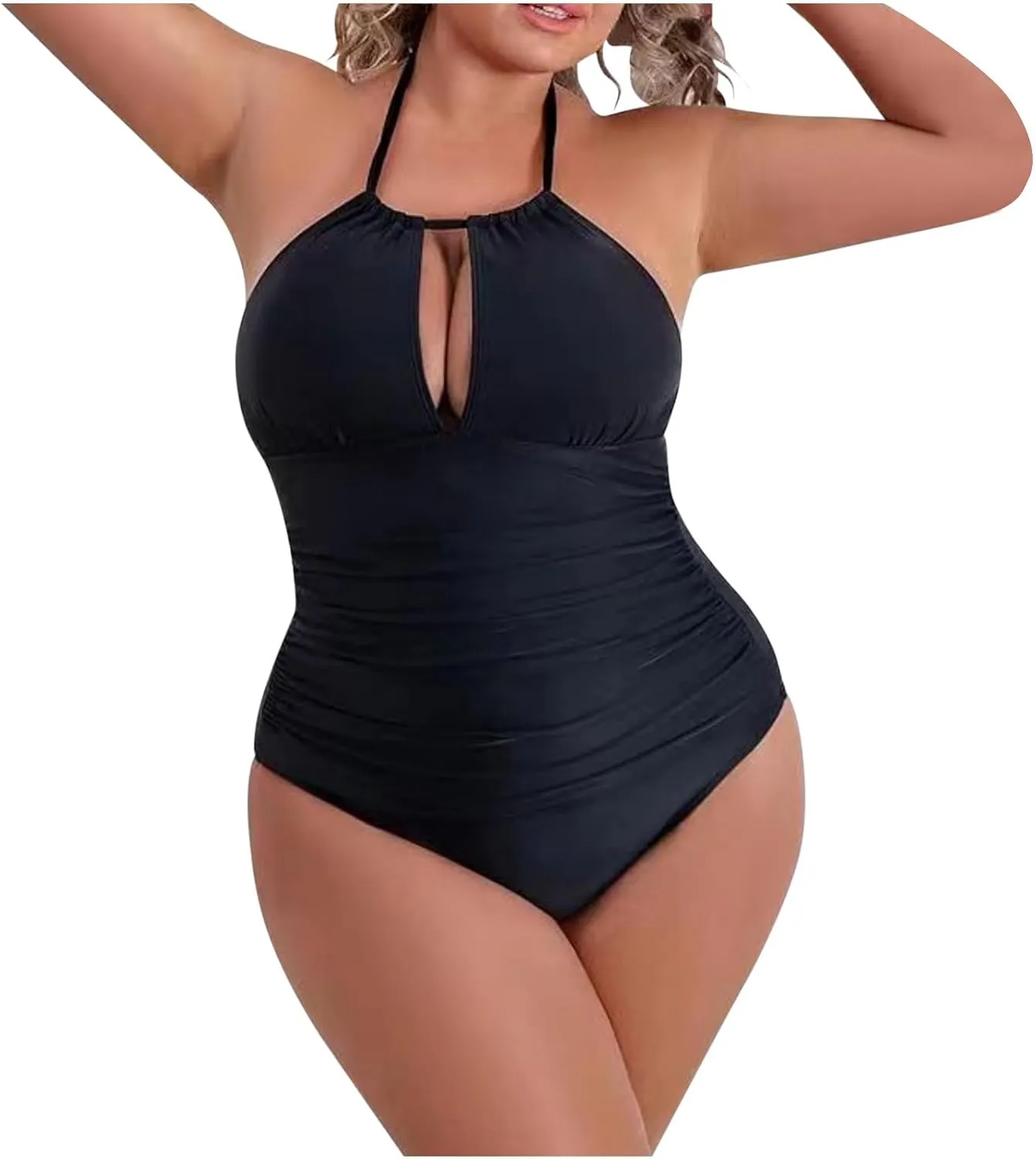 2024 Women's Slimming One Piece Swimsuits Tummy Control Bathing Suit Halter Strappy Swimwear Backless Monokini