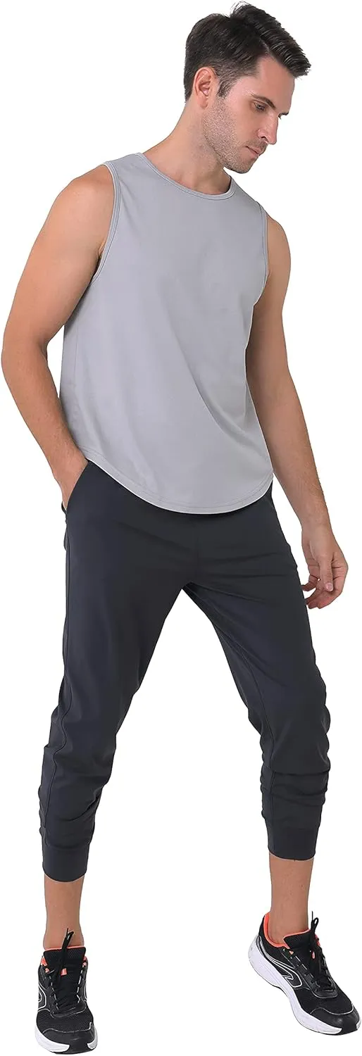 27" Inseam Athletic Jogger Pants for Short Men 7/8 Quick Dry Workout Tapered Stretch Sweatpants Casual