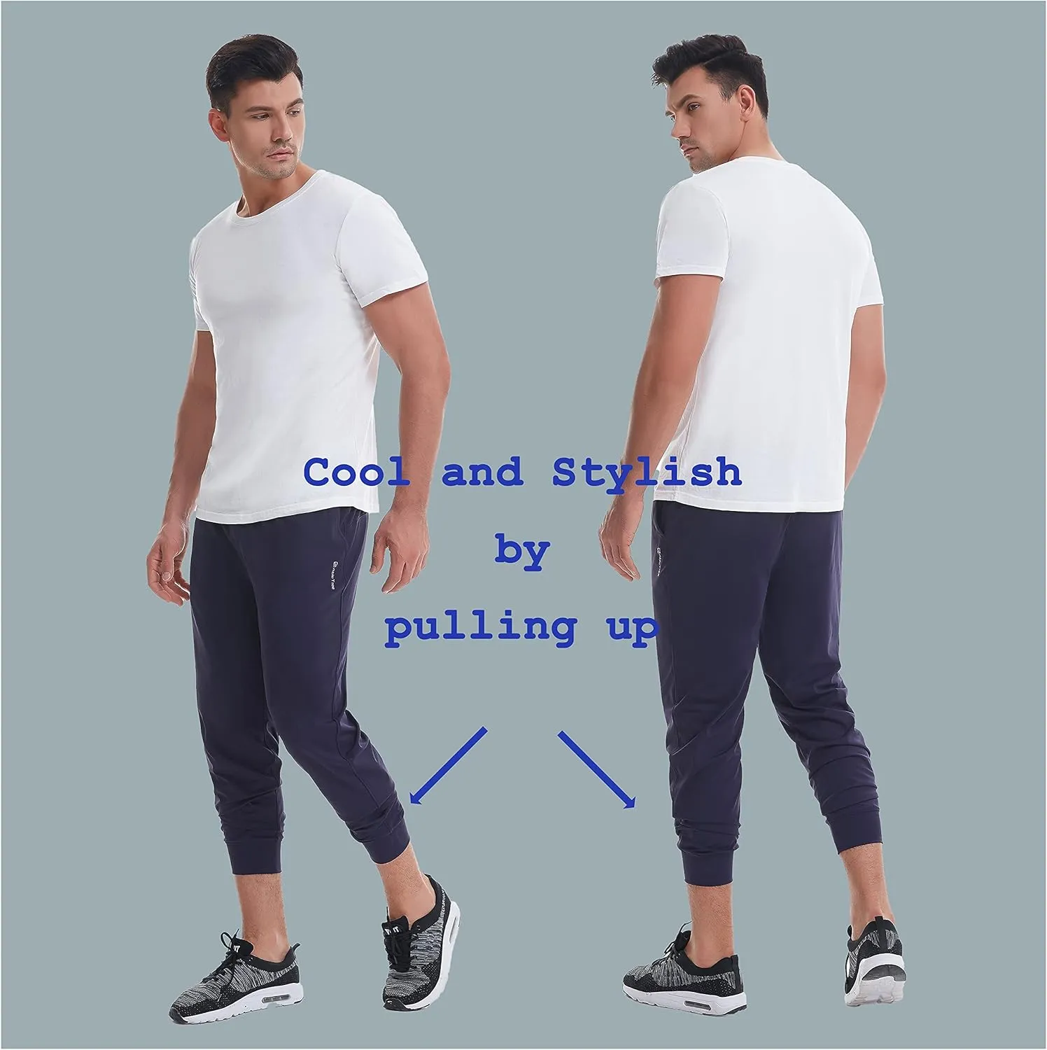 27" Inseam Athletic Jogger Pants for Short Men 7/8 Quick Dry Workout Tapered Stretch Sweatpants Casual