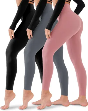 3 Pack Leggings for Women-No See-Through High Waisted Tummy Control Yoga Pants Workout Running Legging