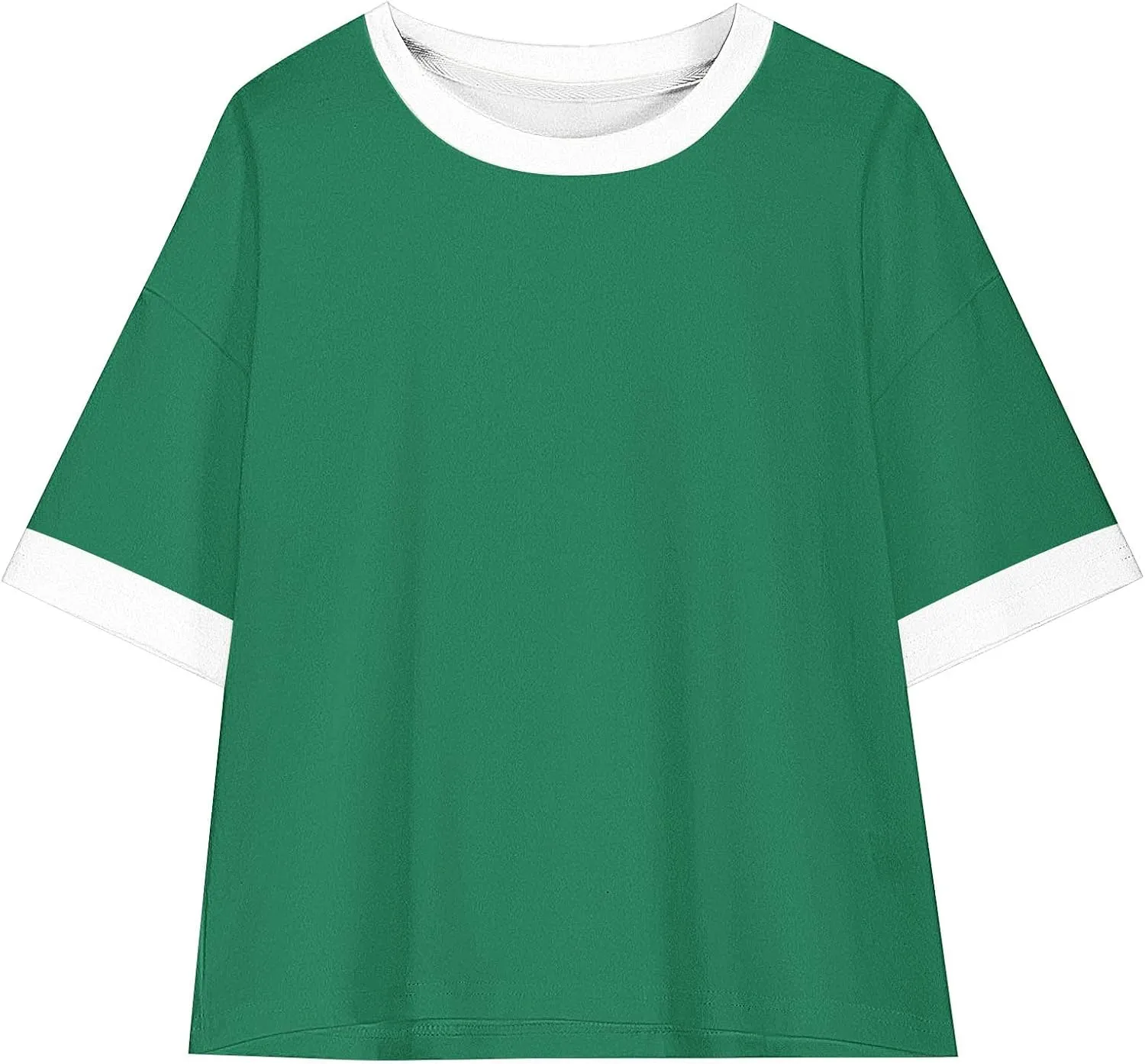 5-15T Boys and Girls Cute Tops Fashion Contrast Short Sleeves O-Neck Oversized Shirts Soft Comfy Tees Pullover