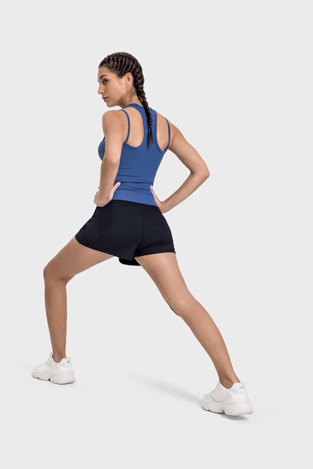altiland Women's Ribbed High Waisted Workout Shorts, Smooth Fit Athletic Yoga Gym Running Shorts 2"