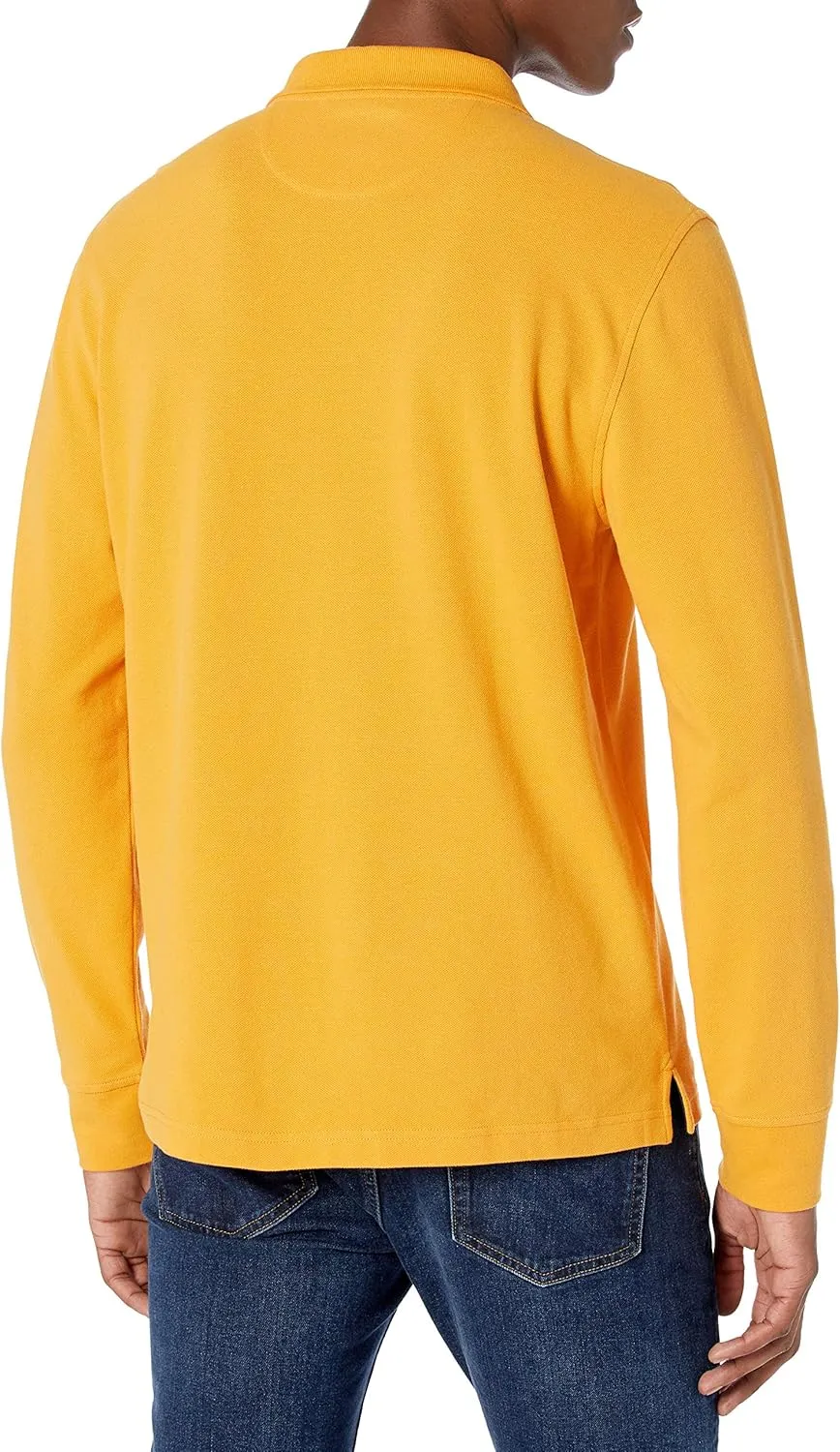 Amazon Essentials Mens Long Sleeve Polo Shirt with Collar, Regular-Fit Pique