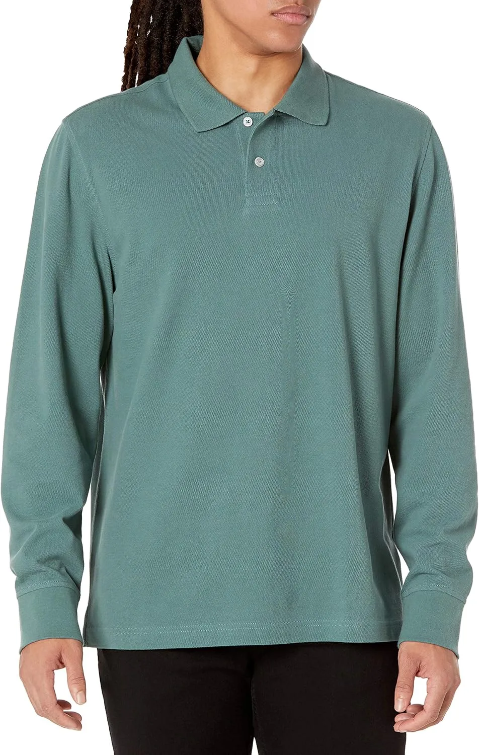 Amazon Essentials Mens Long Sleeve Polo Shirt with Collar, Regular-Fit Pique