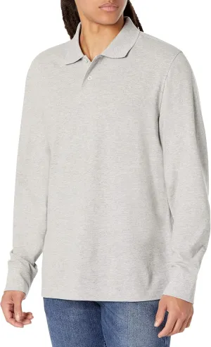 Amazon Essentials Mens Long Sleeve Polo Shirt with Collar, Regular-Fit Pique