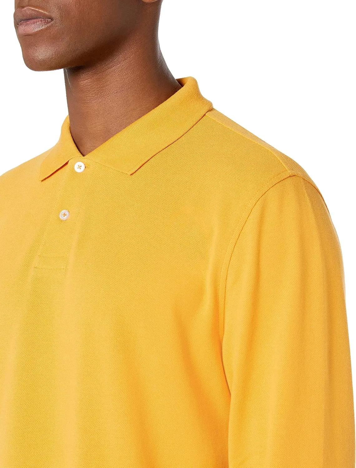 Amazon Essentials Mens Long Sleeve Polo Shirt with Collar, Regular-Fit Pique