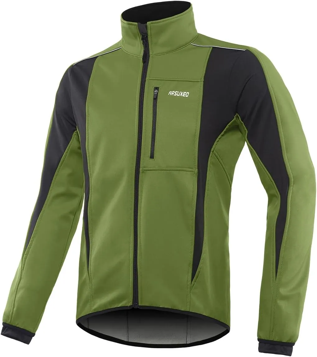 ARSUXEO Winter Warm UP Thermal Softshell Cycling Jacket Windproof Waterproof 15-k