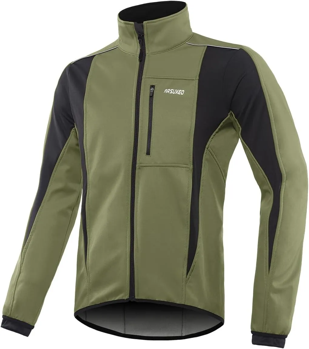 ARSUXEO Winter Warm UP Thermal Softshell Cycling Jacket Windproof Waterproof 15-k