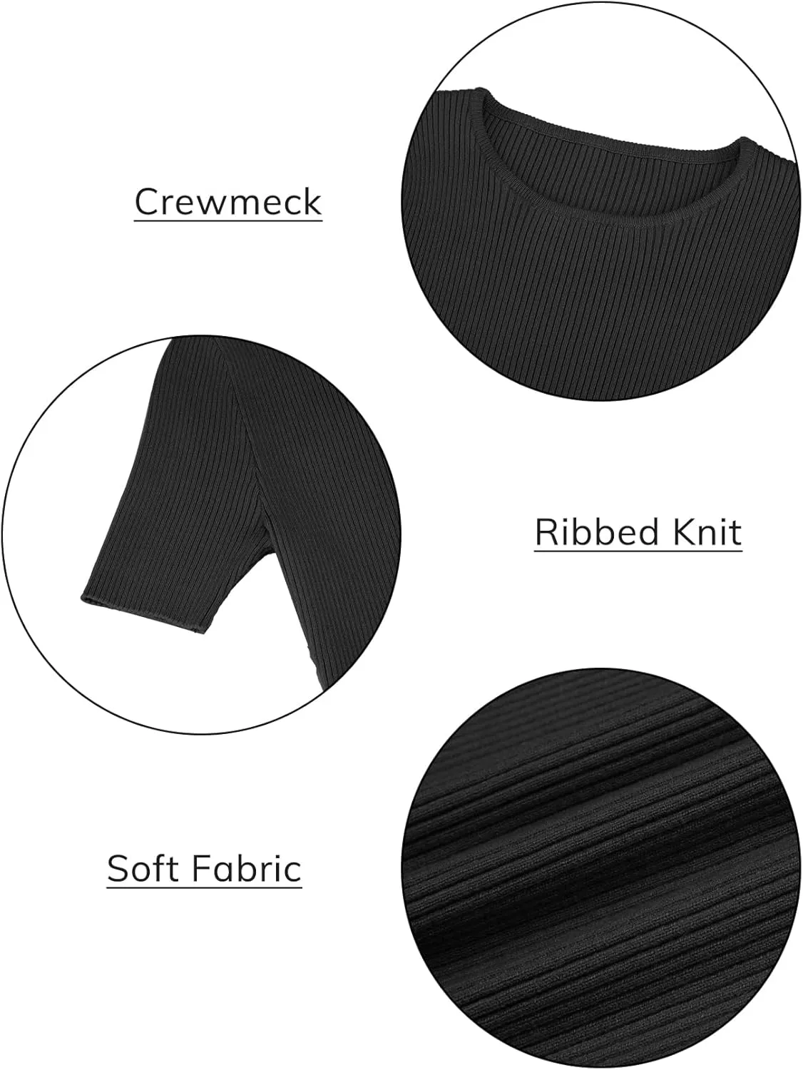ATHMILE Womens Ribbed Knit T Shirt Casual Crewneck Tops Short Sleeve/Long Sleeve Sweaters Slim Fit Basic Tees