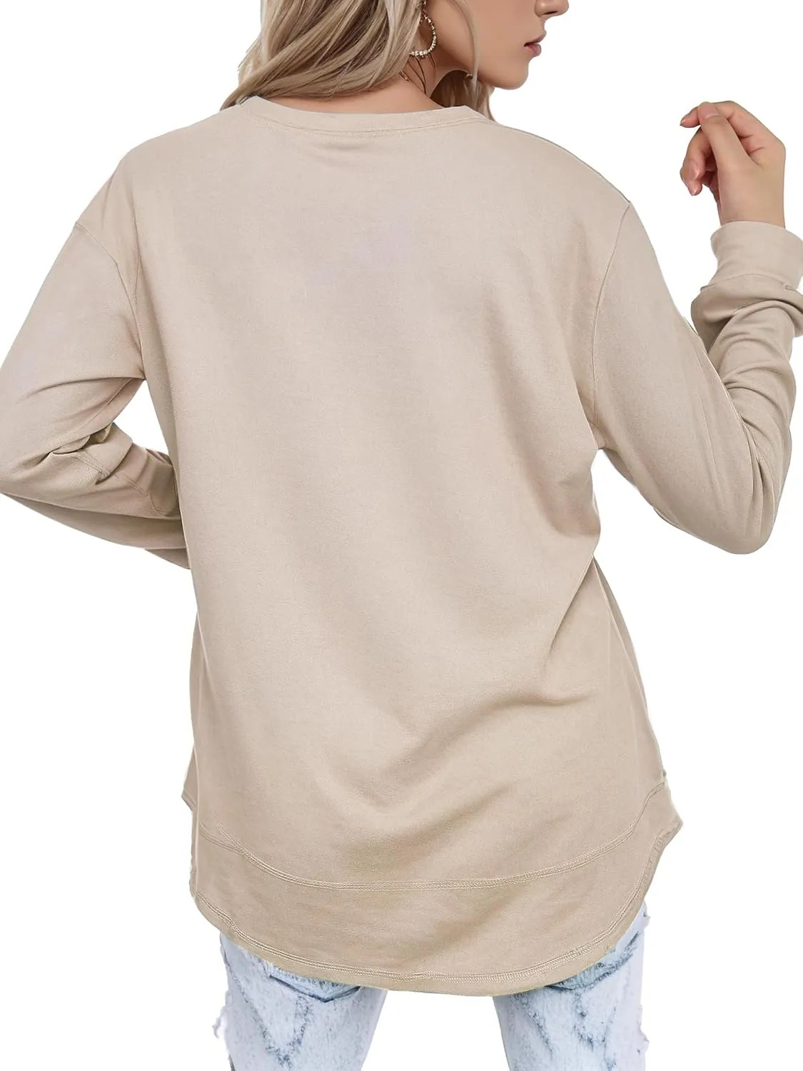 AURUZA Womens Sweatshirts Hoodies Fleece Crewneck Oversized Pullover Sweaters Casual Fall Clothes
