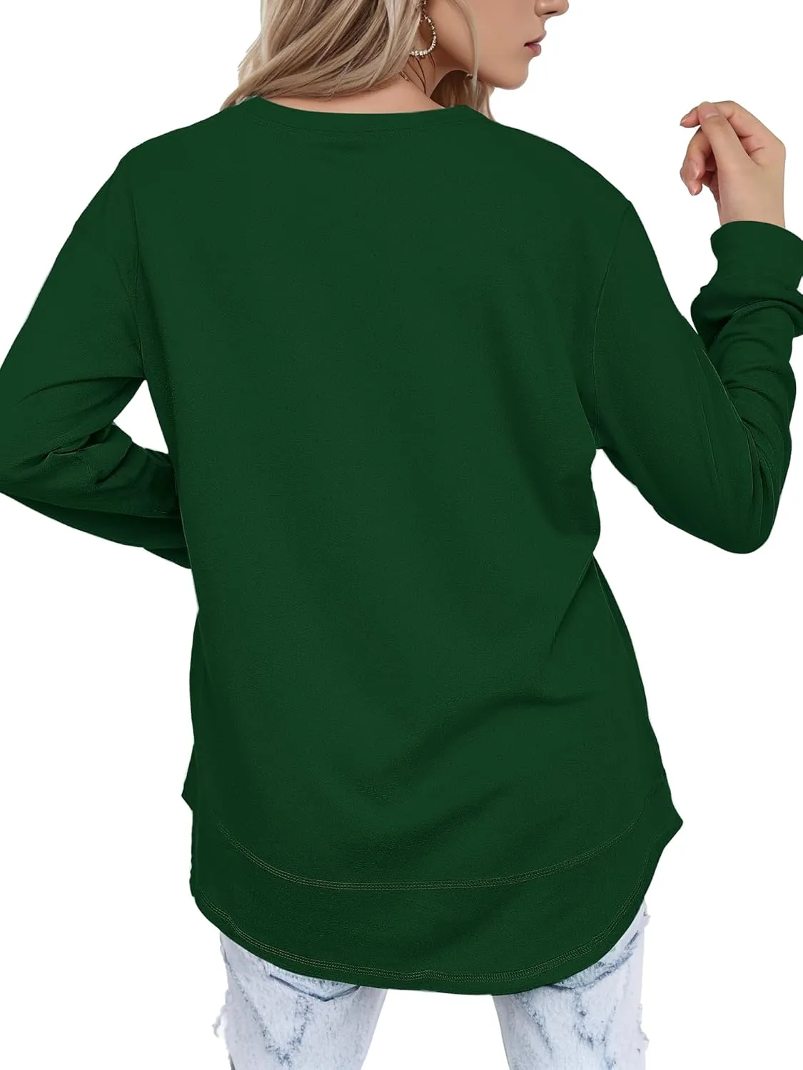 AURUZA Womens Sweatshirts Hoodies Fleece Crewneck Oversized Pullover Sweaters Casual Fall Clothes
