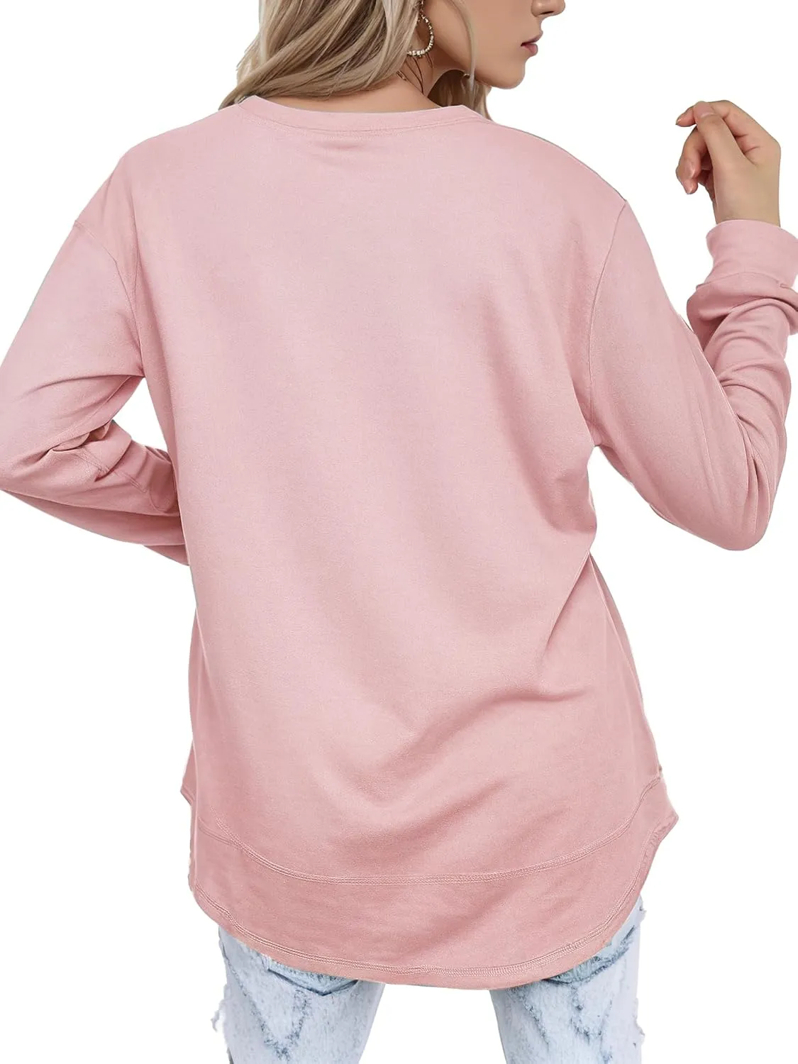 AURUZA Womens Sweatshirts Hoodies Fleece Crewneck Oversized Pullover Sweaters Casual Fall Clothes