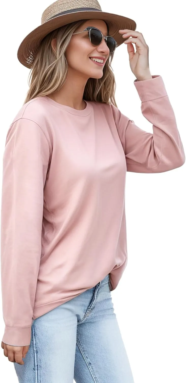 AURUZA Womens Sweatshirts Hoodies Fleece Crewneck Oversized Pullover Sweaters Casual Fall Clothes