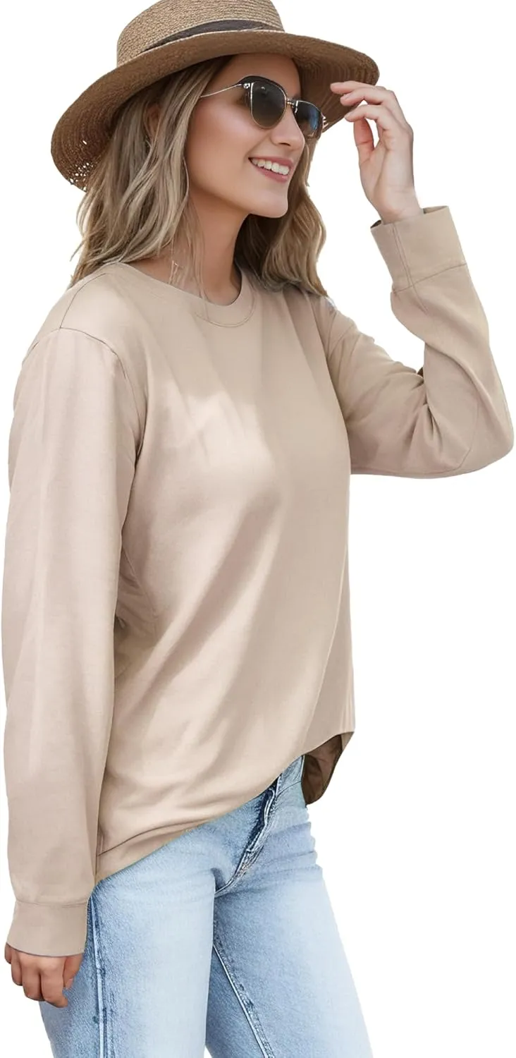 AURUZA Womens Sweatshirts Hoodies Fleece Crewneck Oversized Pullover Sweaters Casual Fall Clothes