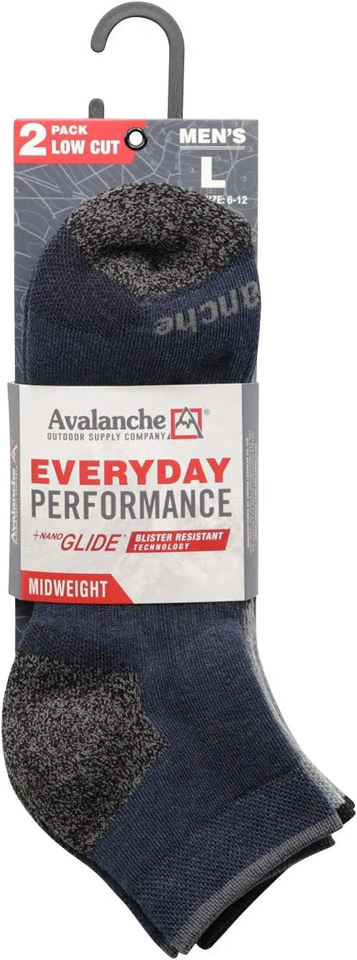 Avalanche Men's Smooth Glide Everyday Performance Low Cut Socks 2-Pack
