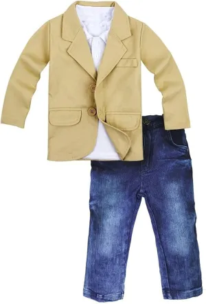 Baby Boy Gentleman 3 Pieces Shirt Jacket Jeans Set Toddler Pants Clothing
