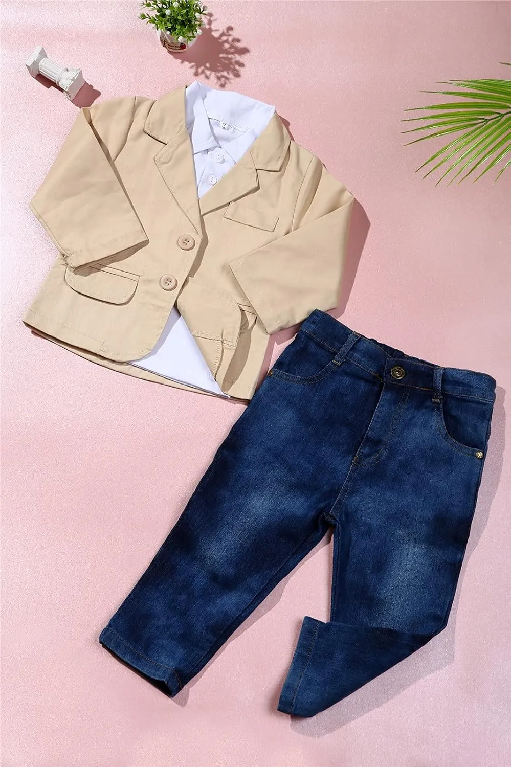 Baby Boy Gentleman 3 Pieces Shirt Jacket Jeans Set Toddler Pants Clothing