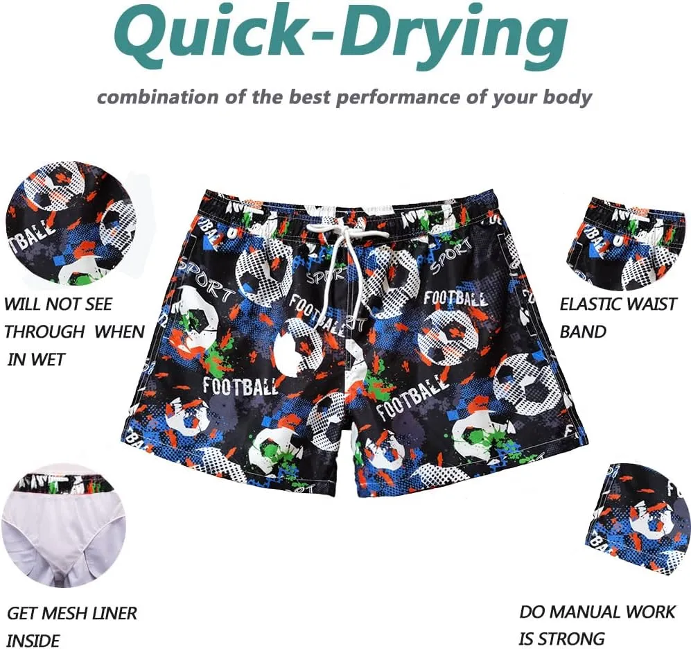 Beach Shorts Swim Trunks Quick Dry Men's Bathing Suit with Mesh Lining/Side Pockets