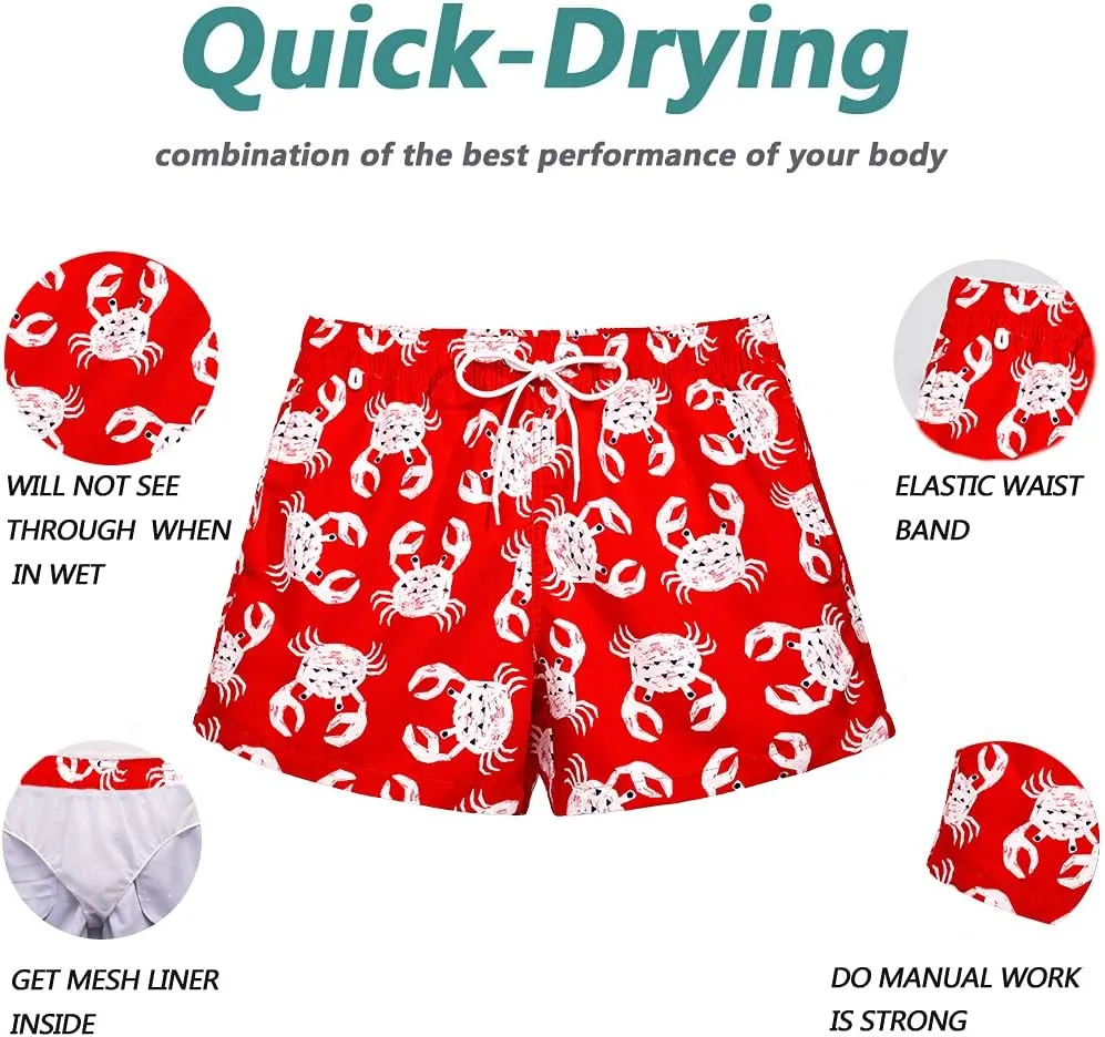 Beach Shorts Swim Trunks Quick Dry Men's Bathing Suit with Mesh Lining/Side Pockets