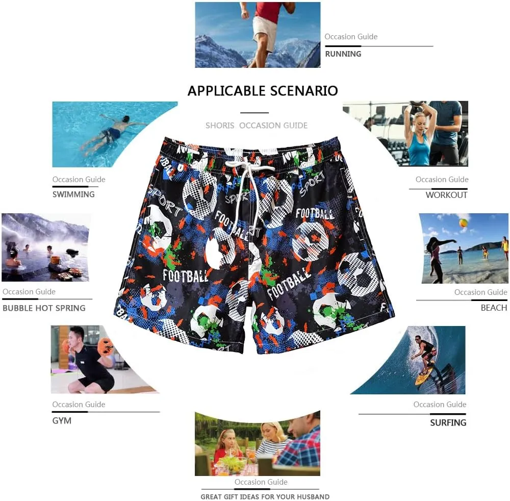 Beach Shorts Swim Trunks Quick Dry Men's Bathing Suit with Mesh Lining/Side Pockets
