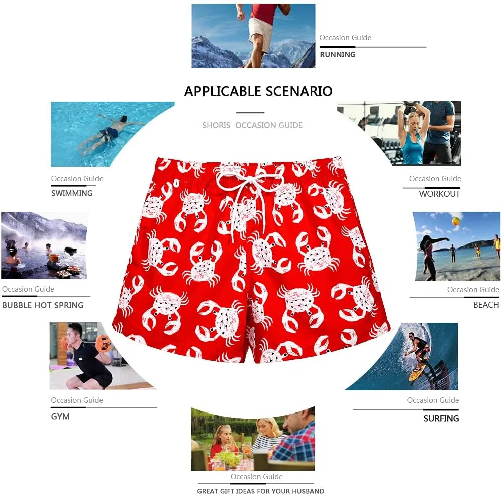 Beach Shorts Swim Trunks Quick Dry Men's Bathing Suit with Mesh Lining/Side Pockets