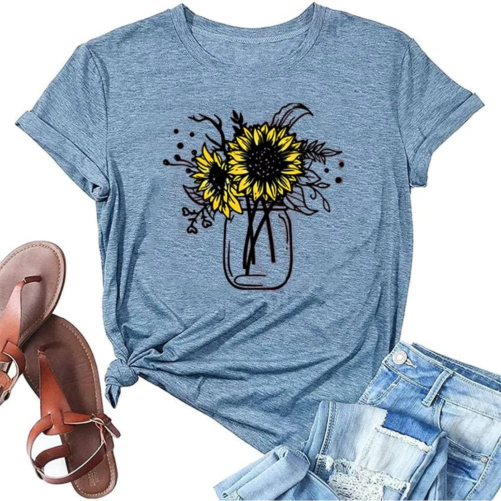 Bealatt Women's Sunflower Graphic Shirts Sunflower Pattern Print Tank Tops Casual Sleeveless Summer Tops Holiday Tee Shirt
