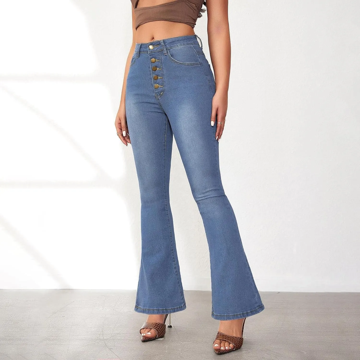 Bell Bottom Jeans for Women High Waisted Butt Lifting Plus Size Flare Jeans Stretch Wide Leg Bootcut Denim Pants