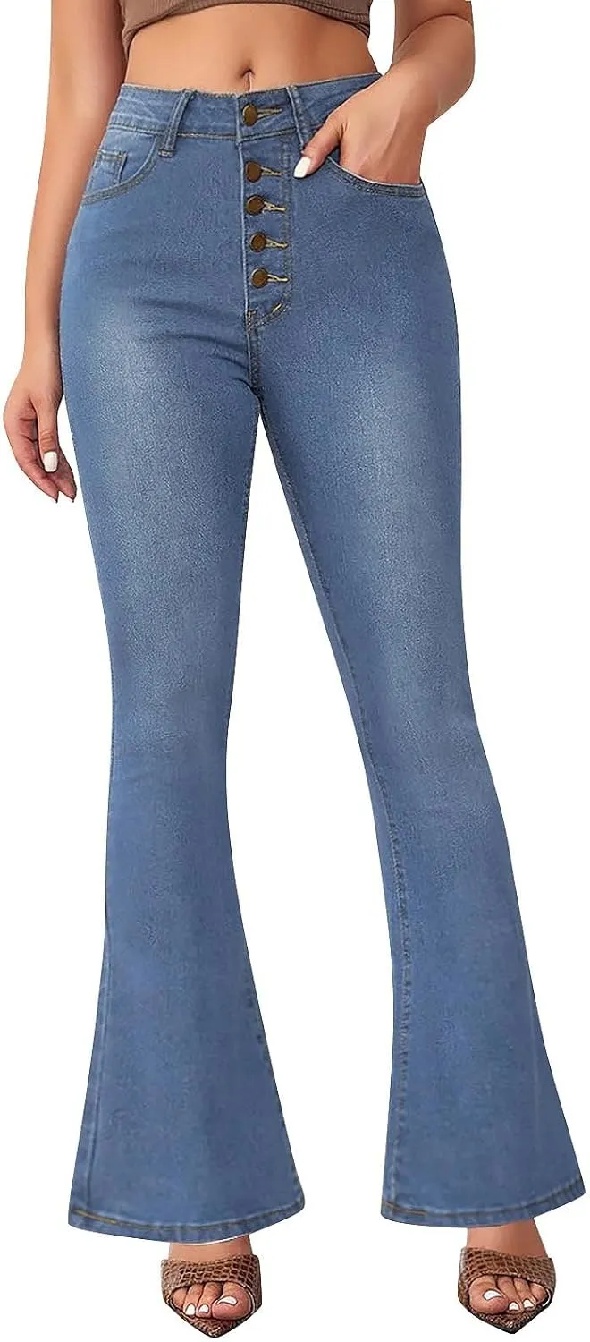 Bell Bottom Jeans for Women High Waisted Butt Lifting Plus Size Flare Jeans Stretch Wide Leg Bootcut Denim Pants
