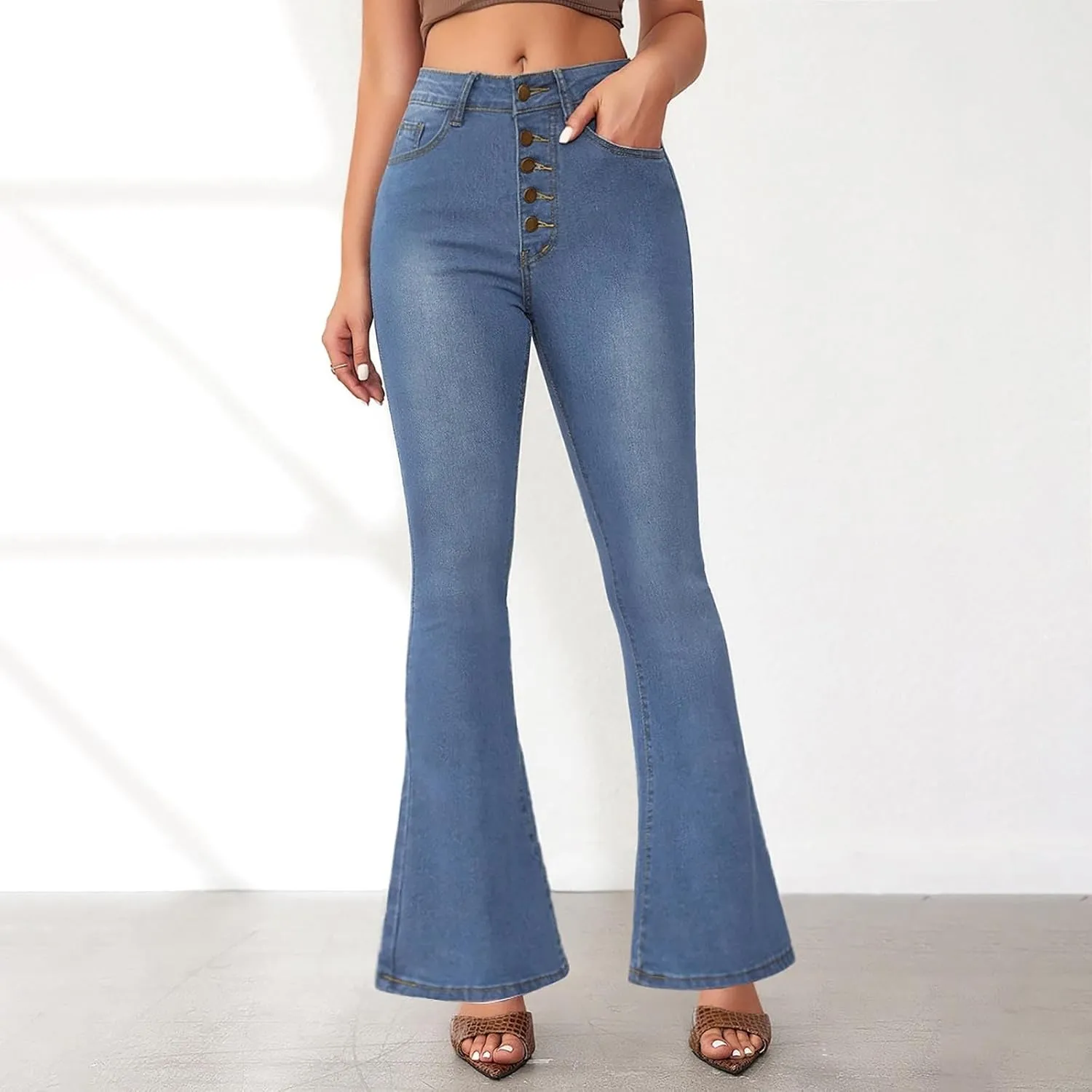 Bell Bottom Jeans for Women High Waisted Butt Lifting Plus Size Flare Jeans Stretch Wide Leg Bootcut Denim Pants