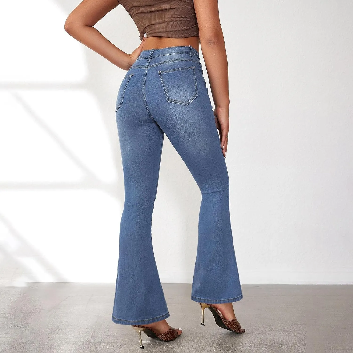 Bell Bottom Jeans for Women High Waisted Butt Lifting Plus Size Flare Jeans Stretch Wide Leg Bootcut Denim Pants