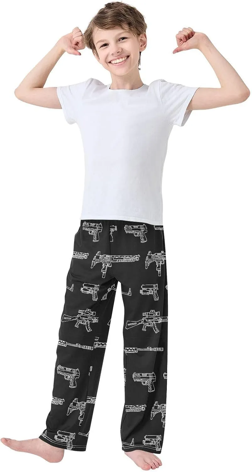 Boys Pajama Pants Gun Weapon Soft Pajama Sleep Pant Long Pj Bottoms M