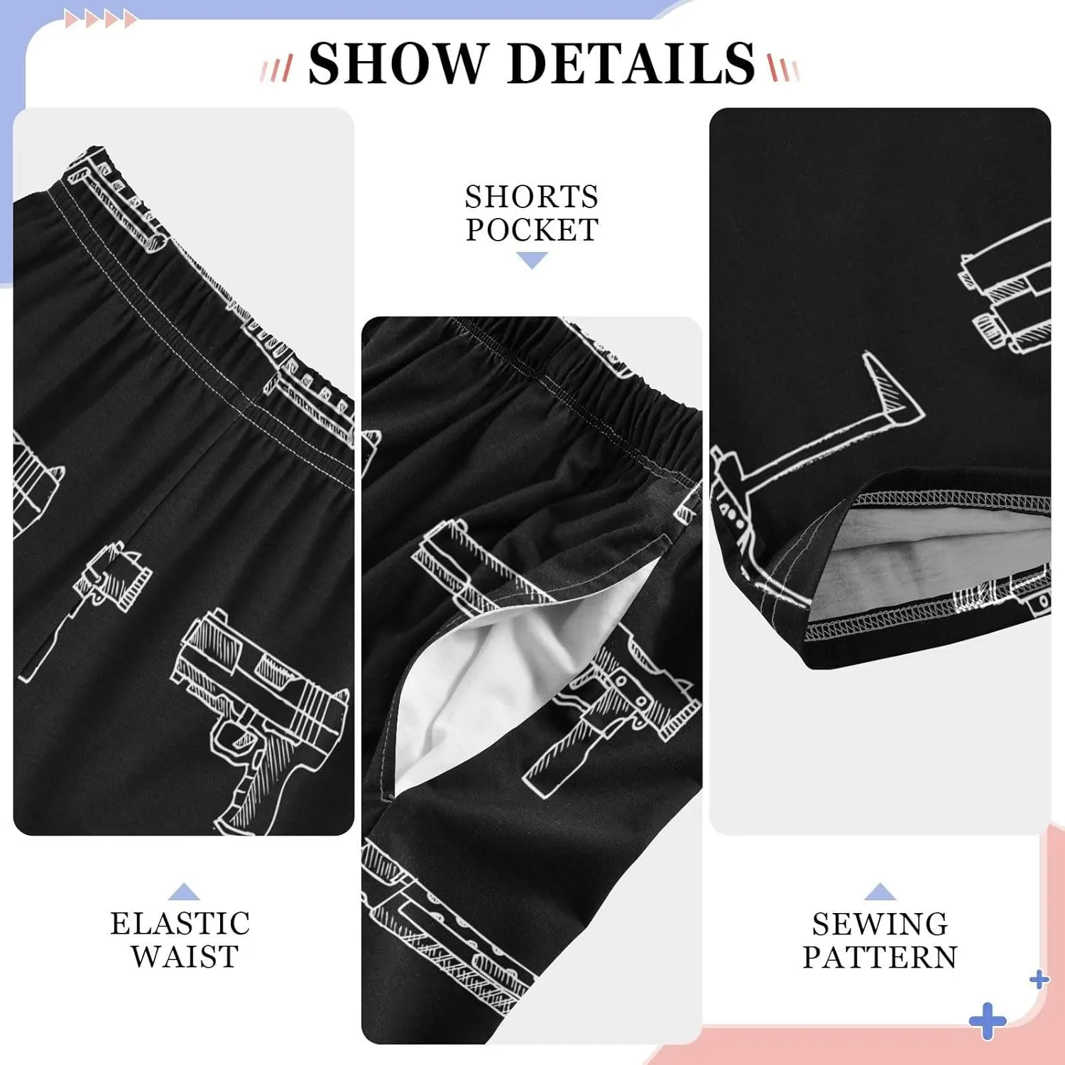 Boys Pajama Pants Gun Weapon Soft Pajama Sleep Pant Long Pj Bottoms M