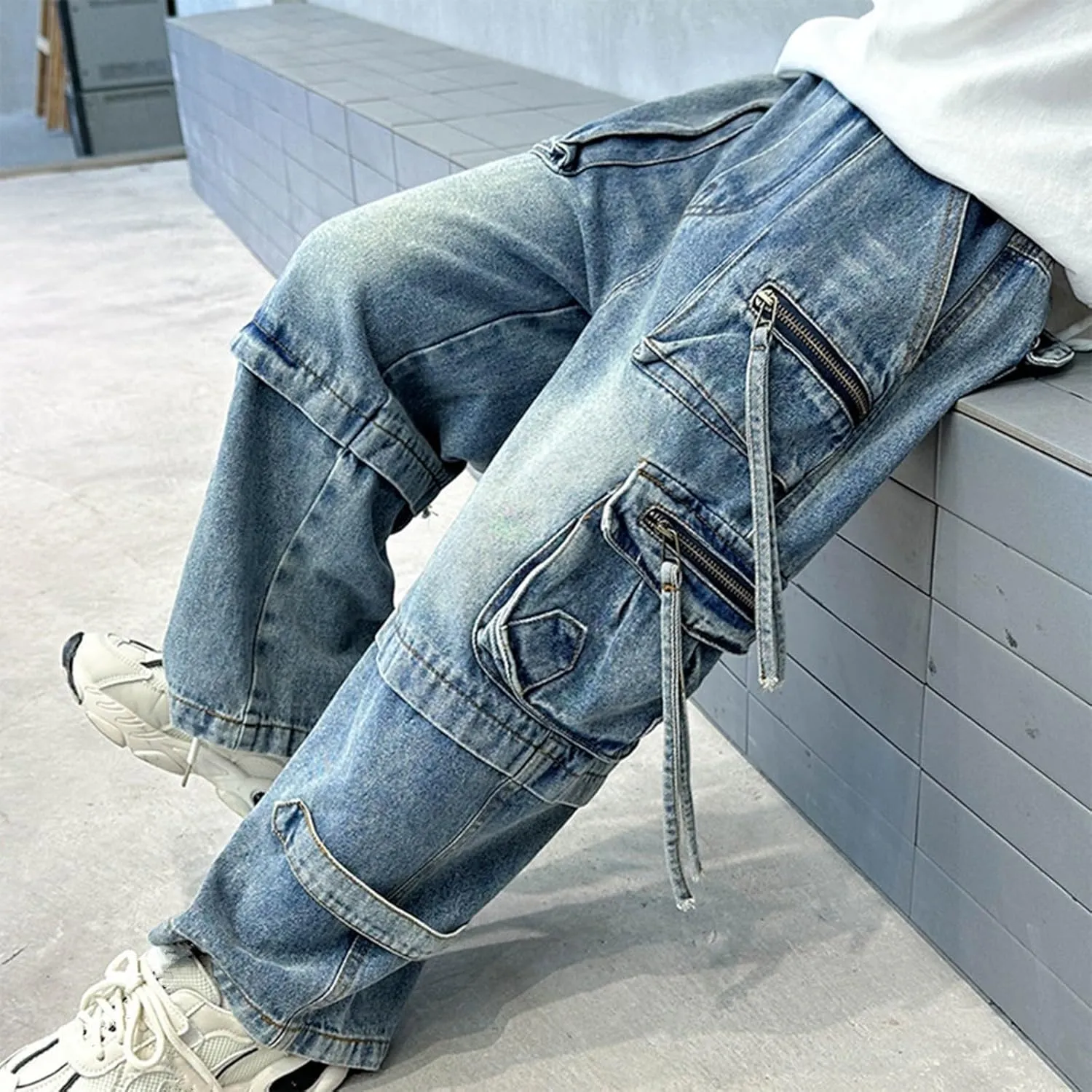 Boys Wide Leg Baggy Jeans Casual Fashion Loose Denim Pants Y2k Streetwear Retro Straight Leg Pull On Jean Kids Clothes