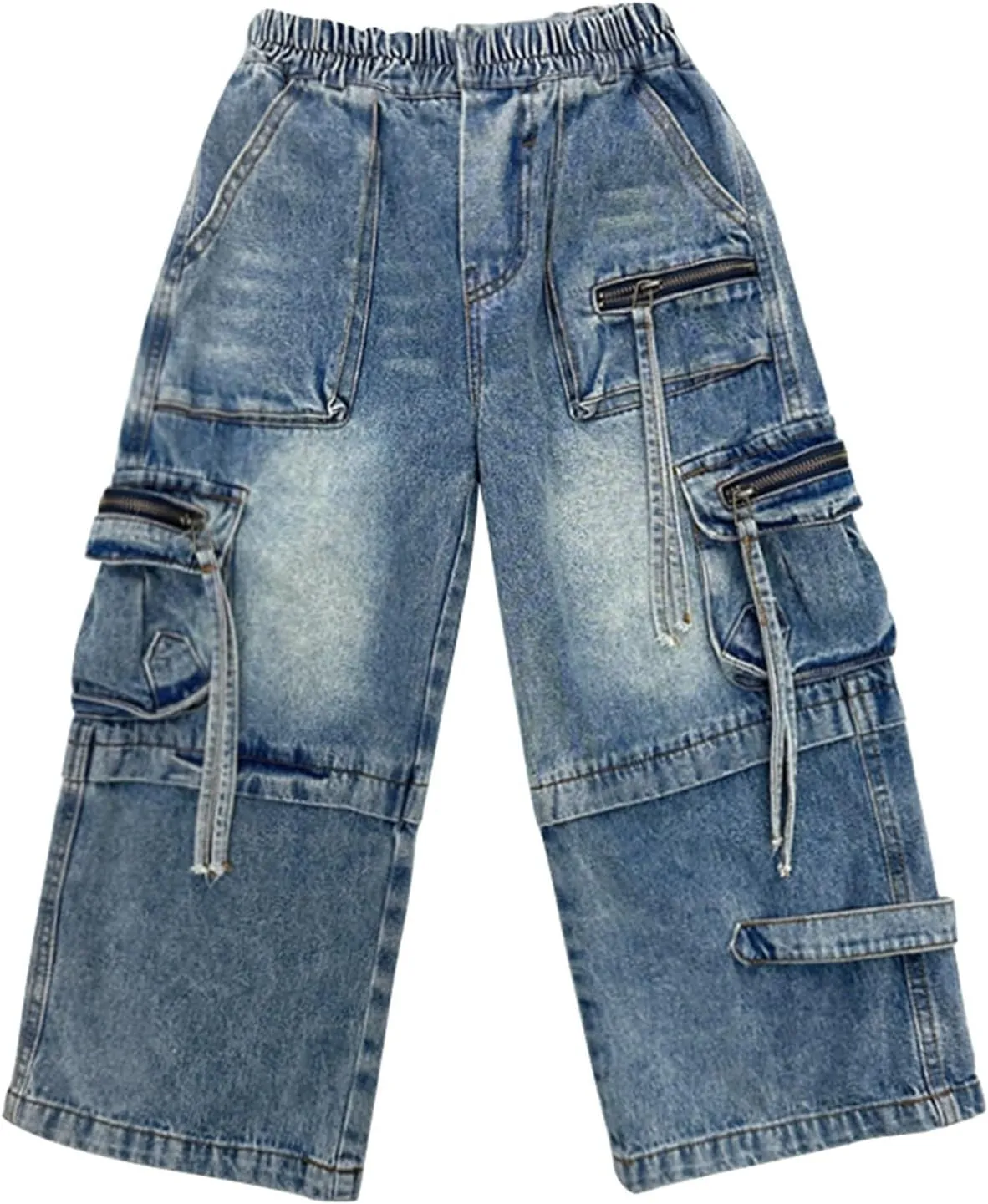 Boys Wide Leg Baggy Jeans Casual Fashion Loose Denim Pants Y2k Streetwear Retro Straight Leg Pull On Jean Kids Clothes