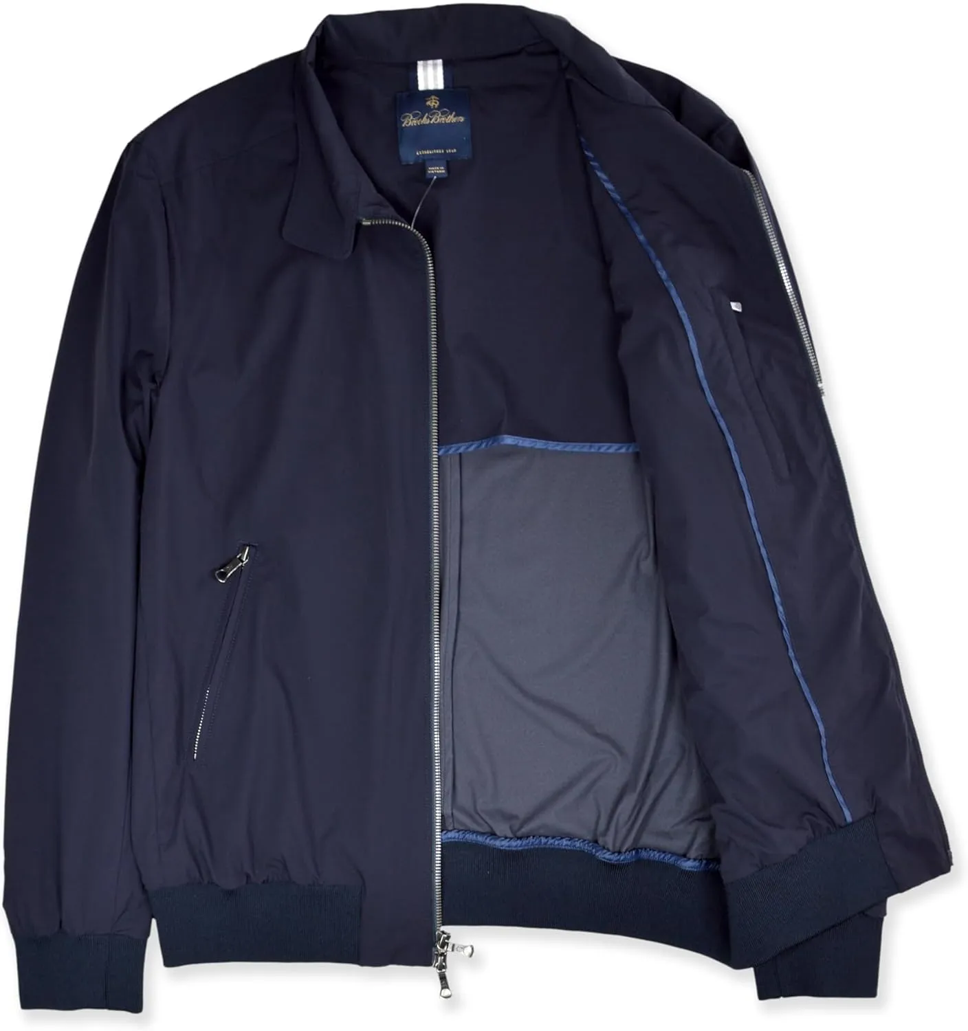 Brooks Brothers Mens Smooth Nylon Blend Full Zip Rain Coat Jacket,