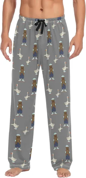 Brown Bear And Goose Pattern Men's Pajama Pants Sleepwear Lounge Pajama Bottoms