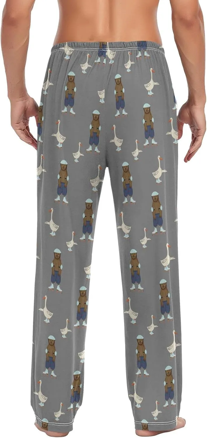 Brown Bear And Goose Pattern Men's Pajama Pants Sleepwear Lounge Pajama Bottoms