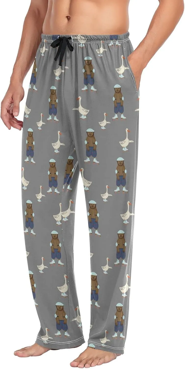 Brown Bear And Goose Pattern Men's Pajama Pants Sleepwear Lounge Pajama Bottoms
