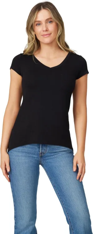 Cable & Gauge Womens Apparel V-Neck Swing Body Pocket Tee with Hi-Low Hem