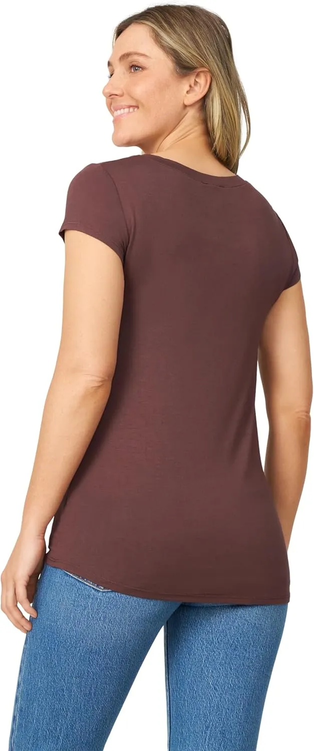 Cable & Gauge Womens Apparel V-Neck Swing Body Pocket Tee with Hi-Low Hem