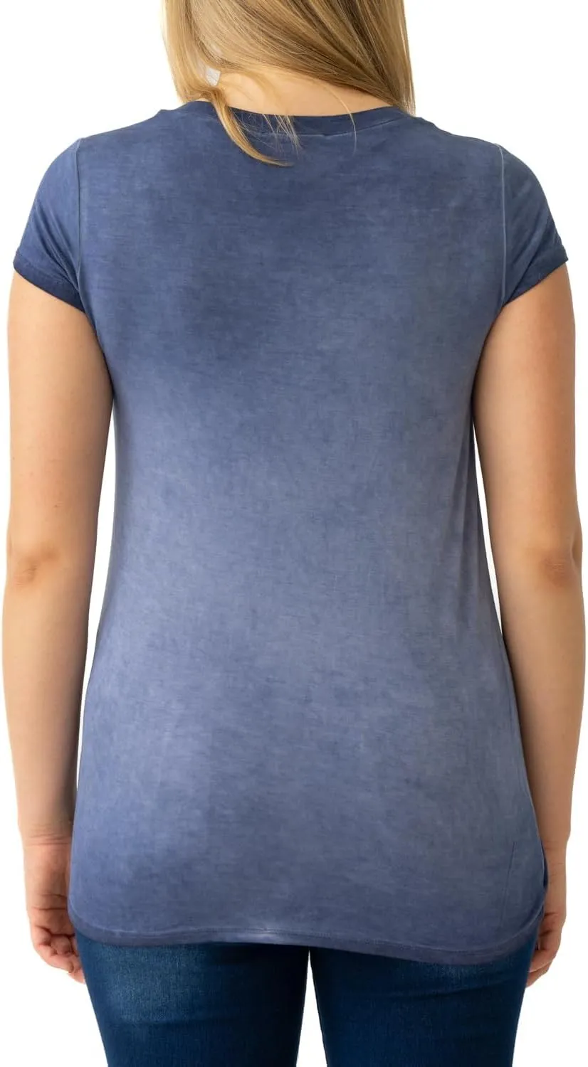 Cable & Gauge Womens Apparel V-Neck Swing Body Pocket Tee with Hi-Low Hem