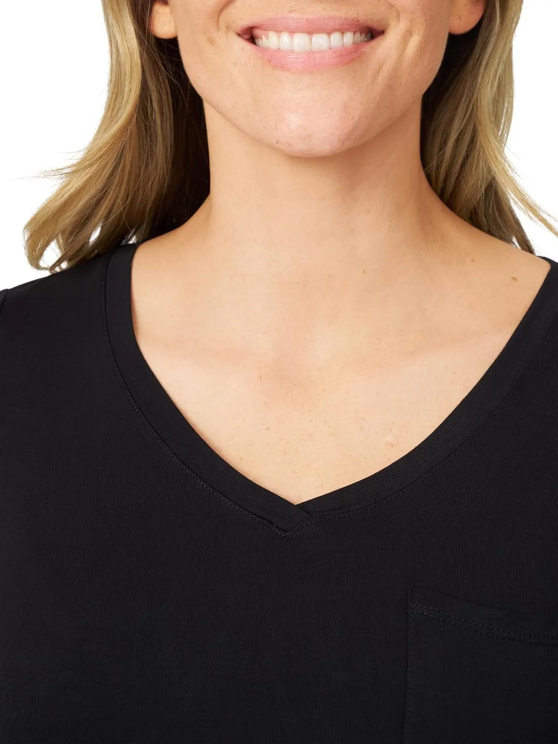 Cable & Gauge Womens Apparel V-Neck Swing Body Pocket Tee with Hi-Low Hem