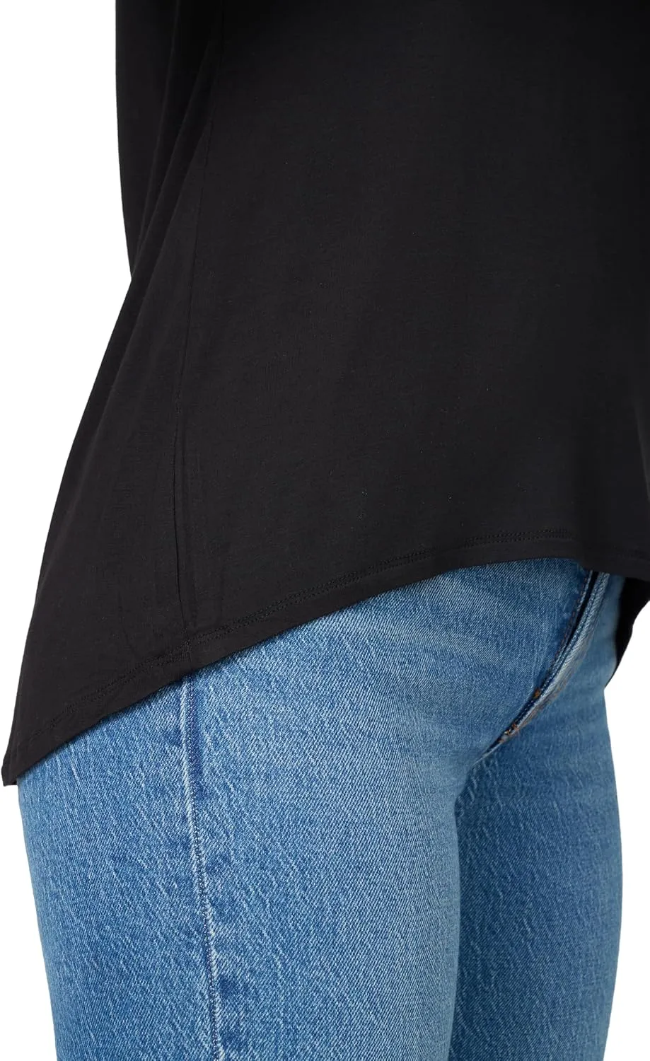 Cable & Gauge Womens Apparel V-Neck Swing Body Pocket Tee with Hi-Low Hem