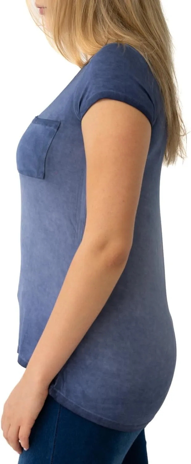 Cable & Gauge Womens Apparel V-Neck Swing Body Pocket Tee with Hi-Low Hem
