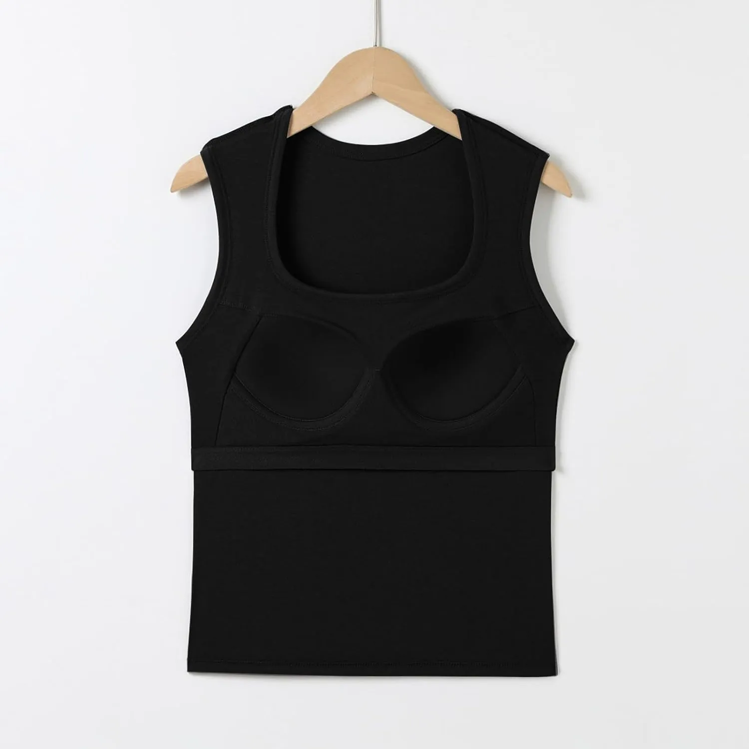 Camisole Tops for Women 2025 Summer Scoop Ncvk Spaghetti Strap Tank Top with Built in Bra Womens Sleeveless Shirts
