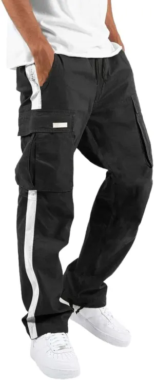 Cargo Pants for Men Relaxed Fit Mens Cargo Pants Athletic Pants Baggy High Waisted Open Bottom Sweatpants Track Pants